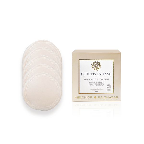 Semainier de Cotons Tissus Melchior & Balthazar en fibre de bambou réutilisable.